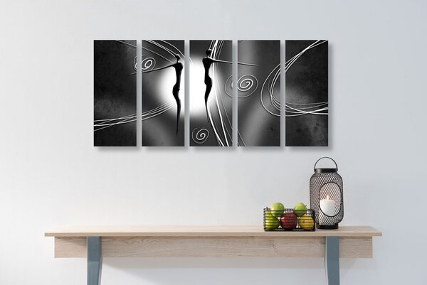 Quadri 5 pezzi – Amore etnico in bianco e nero