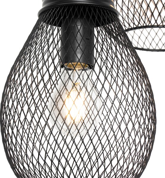 Lampada a sospensione di design nera 3 luci - Raga