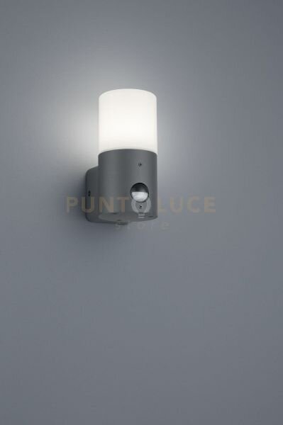 Hoosic applique led cilindro antracite e diffusore bianco con senso