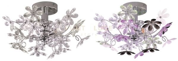 Flower applique fiori acrilico trasparente e colorato 2 luci attacc