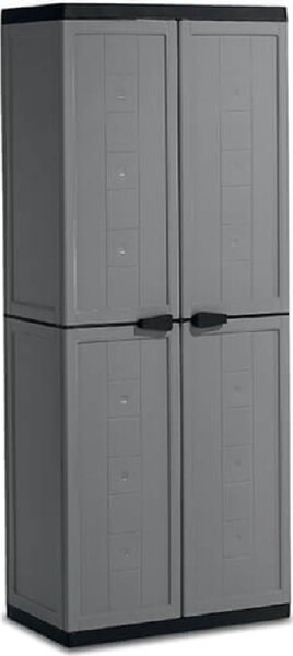 KIS Armadio da Esterno Portascope in Resina Antipioggia 2 ante 3 ripiani Dimensioni 68x39x166 cm colore Grigio
