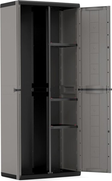 KIS Armadio da Esterno Portascope in Resina Antipioggia 2 ante 3 ripiani Dimensioni 68x39x166 cm colore Grigio