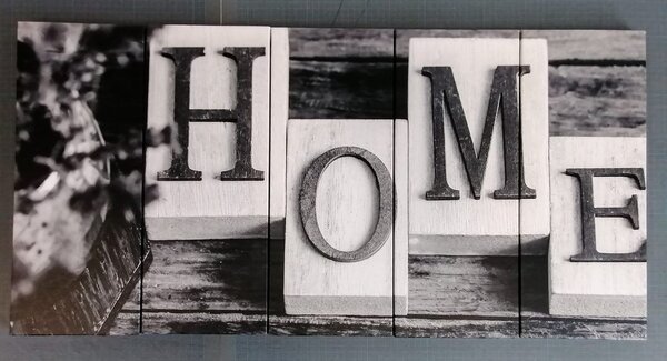 Quadri 5 pezzi – Lettere Home in bianco e nero