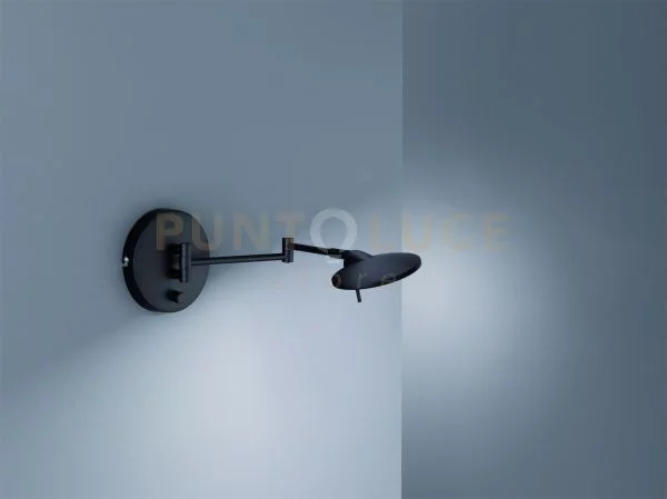 Kazan applique led 8w 800lm, 3000k doppio braccio snodabile nero op