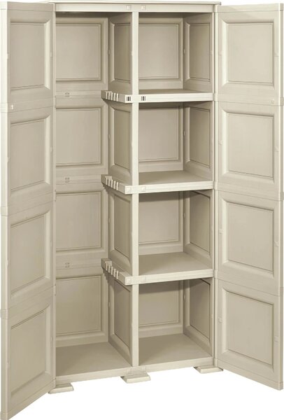 Tontarelli Armadio da Esterno Portascope in Resina Antipioggia 2 ante 3 ripiani Dimensioni 79x43x164 cm colore Angora - Omnimodus