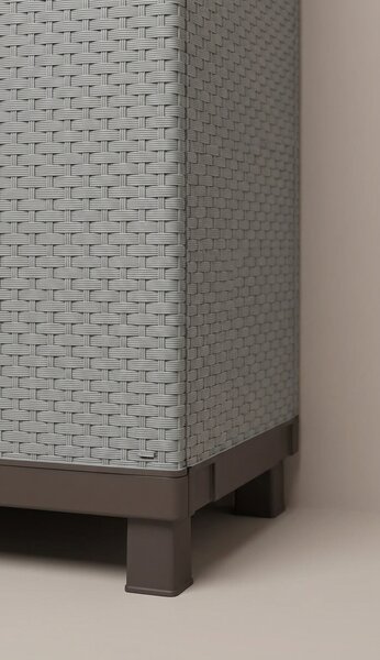TERRY Armadio da Esterno Portascope in Plastica Antipioggia 3 ante 3 ripiani Dimensioni 102x39x170 cm colore Grigio/Tortora