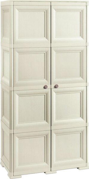 Tontarelli Armadio da Esterno Portascope in Resina Antipioggia 2 ante 3 ripiani Dimensioni 79x43x164 cm colore Angora - Omnimodus