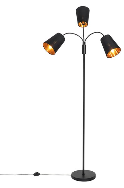Lampada da terra moderna nera 3 luci - Carmen