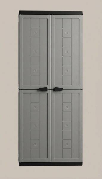 KIS Armadio da Esterno Portascope in Resina Antipioggia 2 ante 3 ripiani Dimensioni 68x39x166 cm colore Grigio