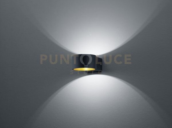Lacapo applique led 4,3w 430lm, 3000k nera interno oro d. 10cm p. 15cm