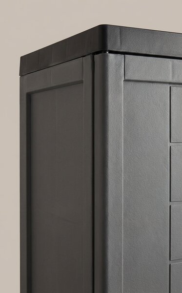 KIS Armadio da Esterno Portascope in Resina Antipioggia 2 ante 3 ripiani Dimensioni 68x39x166 cm colore Grigio