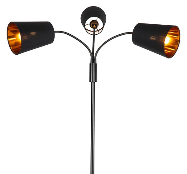 Lampada da terra moderna nera 3 luci - Carmen