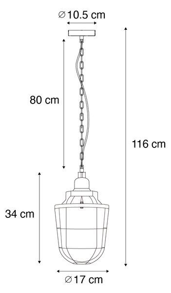Set di 3 lampade a sospensione industriali nere - Cabin