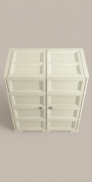 Tontarelli Armadio da Esterno Portascope in Resina Antipioggia 2 ante 3 ripiani Dimensioni 79x43x164 cm colore Angora - Omnimodus