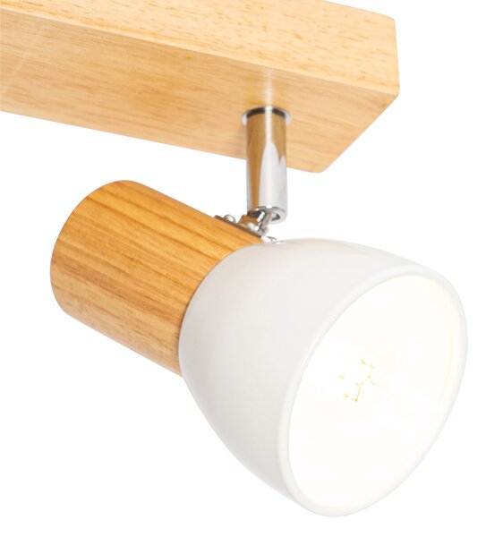 Faretto da soffitto in legno e bianco 2 luci orientabile - Thorin