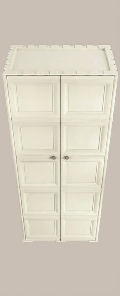 Tontarelli Armadio da Esterno Portascope in Resina Antipioggia 2 ante 5 ripiani Dimensioni 79x43x203 cm colore Angora - Omnimodus