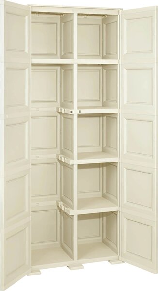 Tontarelli Armadio da Esterno Portascope in Resina Antipioggia 2 ante 5 ripiani Dimensioni 79x43x203 cm colore Angora - Omnimodus