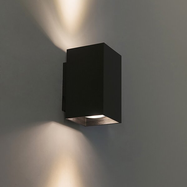 Set di 2 lampade da parete moderne nere quadrate 2 luci - Sandy