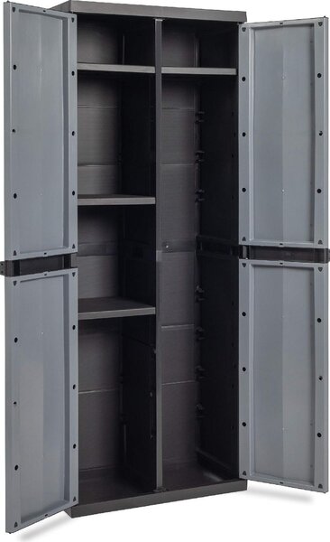 TOOMAX Armadio da Esterno Portascope in Resina/Plastica Antipioggia 2 ante 3 ripiani Dimensioni 65x37x165 cm colore Grigio