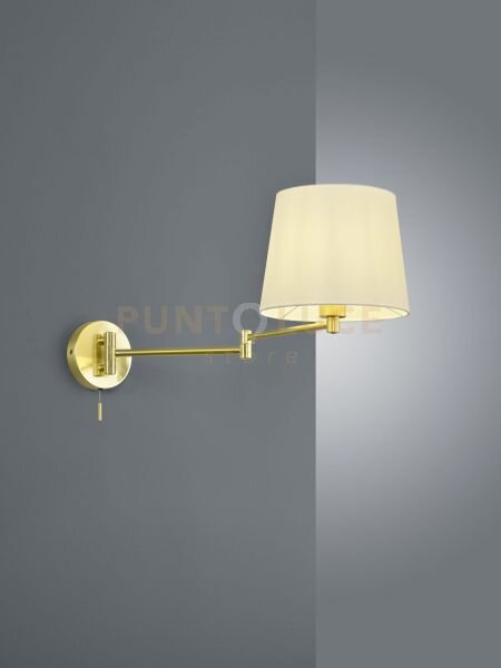 Lyon applique doppio snodo ottone satinato con paralume bianco l. 6