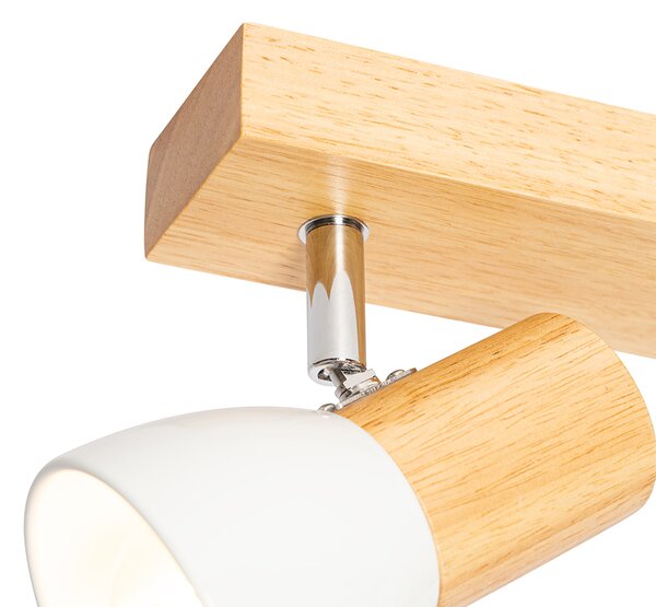 Faretto da soffitto in legno e bianco 2 luci orientabile - Thorin