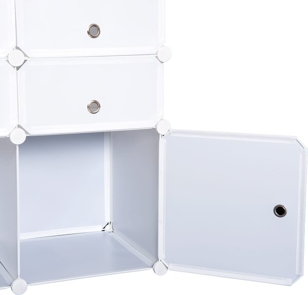 DecHome Armadio Guardaroba Scarpiera Modulare in Plastica 6 Cubi colore Bianco 75x37x73 cm