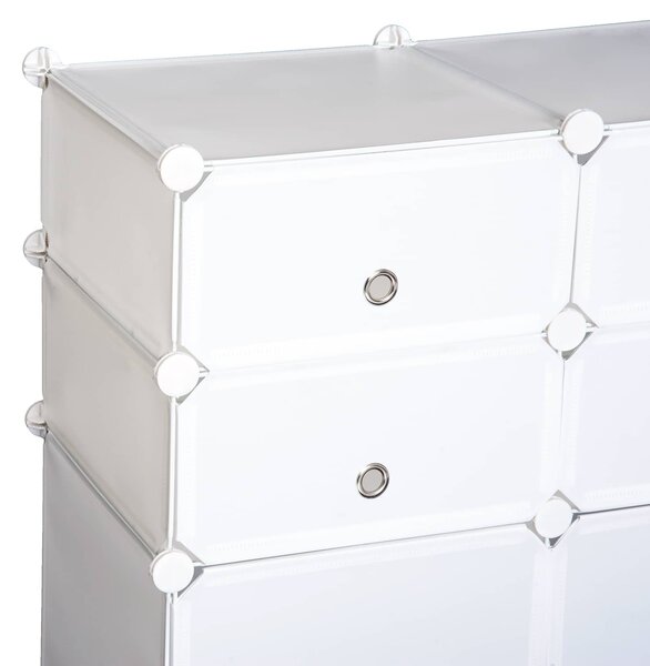 DecHome Armadio Guardaroba Scarpiera Modulare in Plastica 6 Cubi colore Bianco 75x37x73 cm