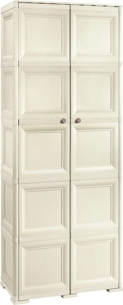 Tontarelli Armadio da Esterno Portascope in Resina Antipioggia 2 ante 5 ripiani Dimensioni 79x43x203 cm colore Angora - Omnimodus