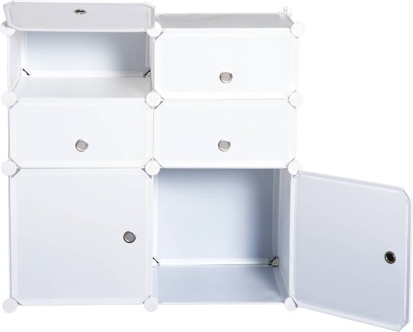 DecHome Armadio Guardaroba Scarpiera Modulare in Plastica 6 Cubi colore Bianco 75x37x73 cm