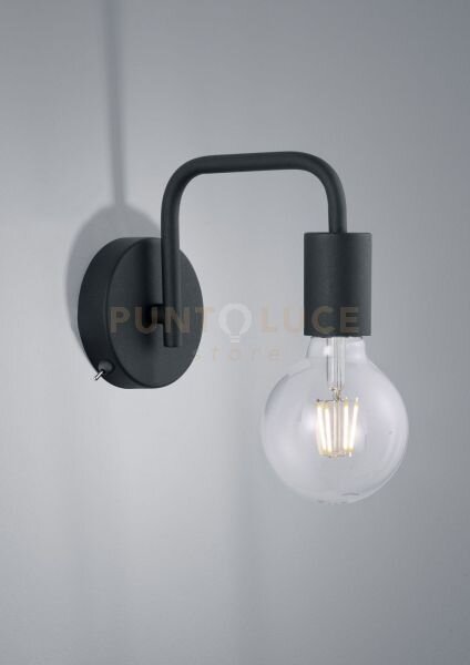 Diallo applique tubo metallo nero h.15cm 1 luce attacco e27