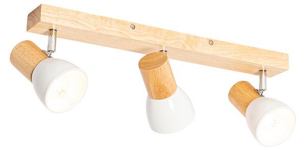 Faretto da soffitto in legno con bianco orientabile 3 luci - Thorin