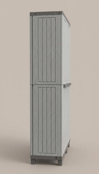 TERRY Armadio da Esterno Portascope in Resina Antipioggia 3 ante 3 ripiani Dimensioni 102x39x170 cm colore Tortora - Wood