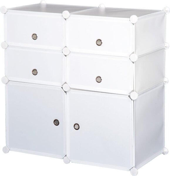 DecHome Armadio Guardaroba Scarpiera Modulare in Plastica 6 Cubi colore Bianco 75x37x73 cm