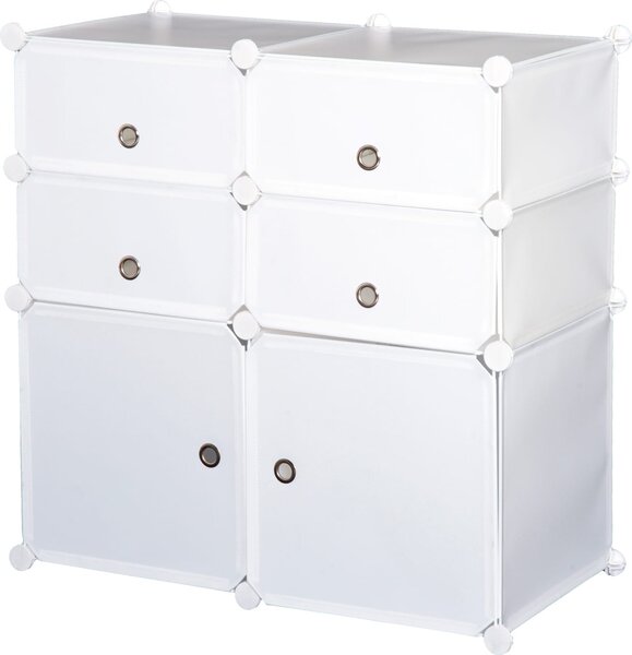 DecHome Armadio Guardaroba Scarpiera Modulare in Plastica 6 Cubi colore Bianco 75x37x73 cm
