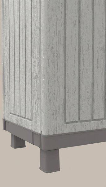 TERRY Armadio da Esterno Portascope in Resina Antipioggia 3 ante 3 ripiani Dimensioni 102x39x170 cm colore Tortora - Wood