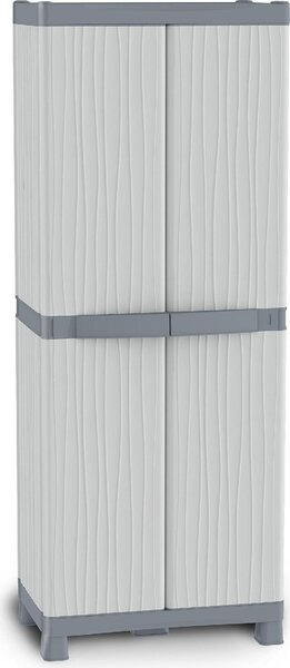 TERRY Armadio da Esterno Portascope in Resina Antipioggia 2 ante 4 ripiani Dimensioni 70x44x181 cm colore Grigio - Wave Base