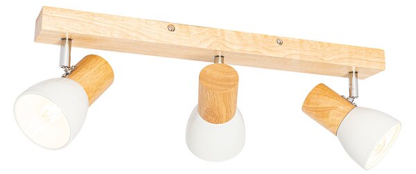 Faretto da soffitto in legno con bianco orientabile 3 luci - Thorin
