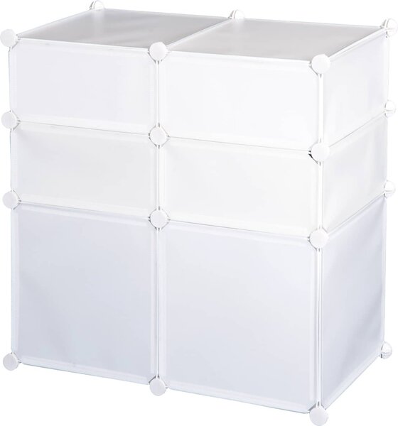 DecHome Armadio Guardaroba Scarpiera Modulare in Plastica 6 Cubi colore Bianco 75x37x73 cm