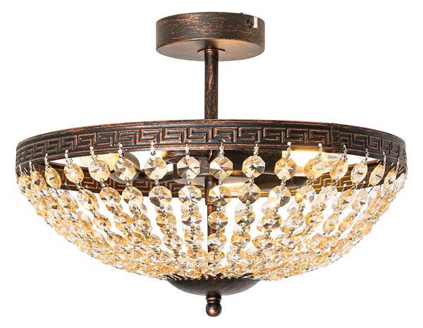 Plafoniera classica bronzo e cristallo 3 luci - Mondrian