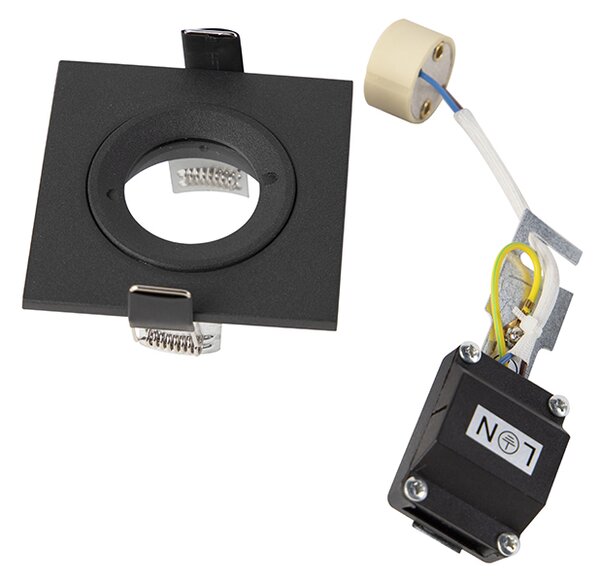 Faretto da incasso Smart nero quadrato IP44 incl. Wifi GU10 - Xena