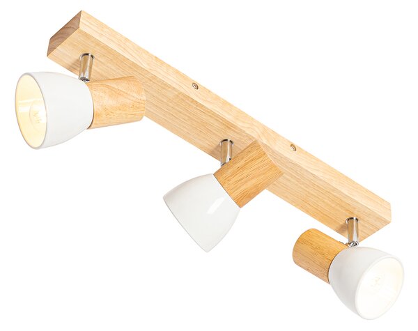 Faretto da soffitto in legno con bianco orientabile 3 luci - Thorin