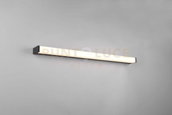 Fabio h2o applique led 12w 1400lm, 3000k nero ip44 l. 80cm dimmerabile