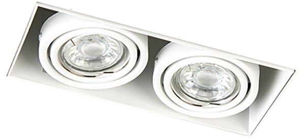 Set di 6 faretti incassati bianchi GU10 orientabili senza cornice 2 luci - Oneon
