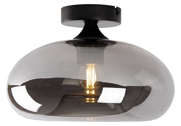 Plafoniera Art Déco nera con vetro fumé - Busa