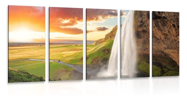 Quadri 5 pezzi – Cascata maestosa in Islanda