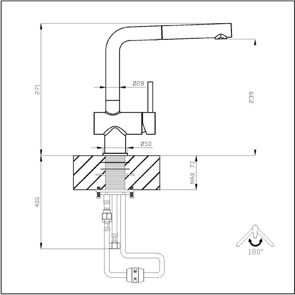 FOSTER Atomo Plus Rubinetto Cucina Miscelatore Monocomando con Doccetta Estraibile e Canna Alta colore Cromo - 8551000