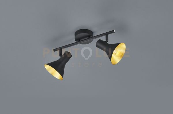 Nina barra 2 spots attacco e14 diffusori metallo nero + oro 33cm