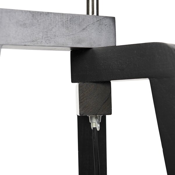 Lampada da terra nera a treppiede con paralume a righe marroni e beige 50cm - Puros