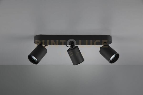 Pago barra 3 spots cilindri metallo nero l. 41cm 3 luci attacco gu10