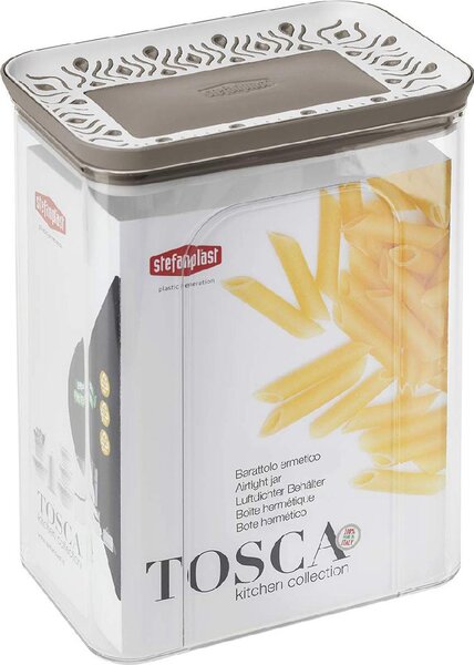 STEFANPLAST Barattolo Rettangolare ermetico 2.2 lt Tosca Resina Tortora - 55650